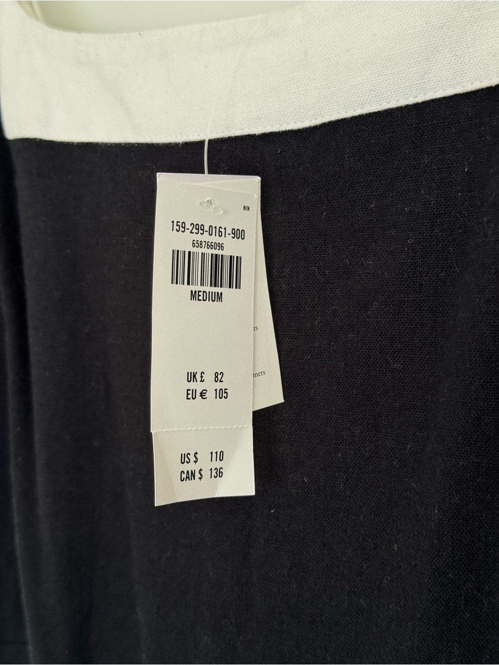 Abercrombie Black Linen-Blend Square Neck Maxi Dress with White Trim - Picture 3 of 4